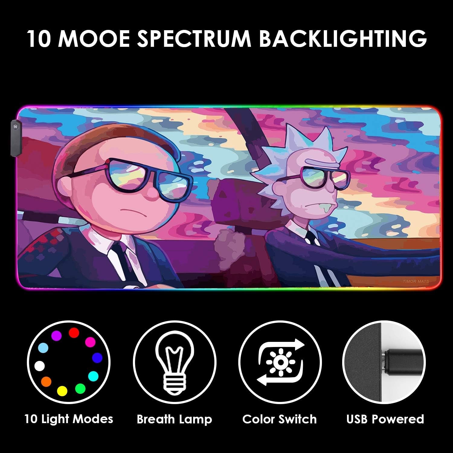 RGB Mouse Pad LED Light Gaming Mouse Pad with Rubber Base Colorful Computer Carpet Desk Mat for PC Laptop (35.4 * 15.7 Inch) (9040Rkmomo)