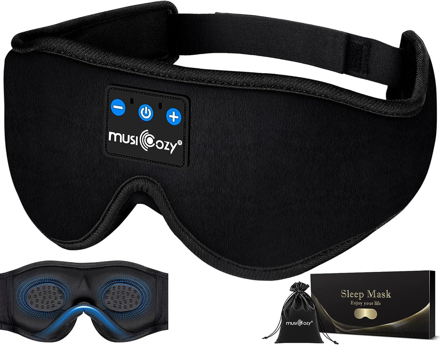 3D Bluetooth Sleep Mask with Headphones, Wireless Music Sleep Headband Eye Mask for Side Sleepers, Men, Women, and Mom, Ideal for Sleeping, Travel, Meditation, Cool Tech Gifts