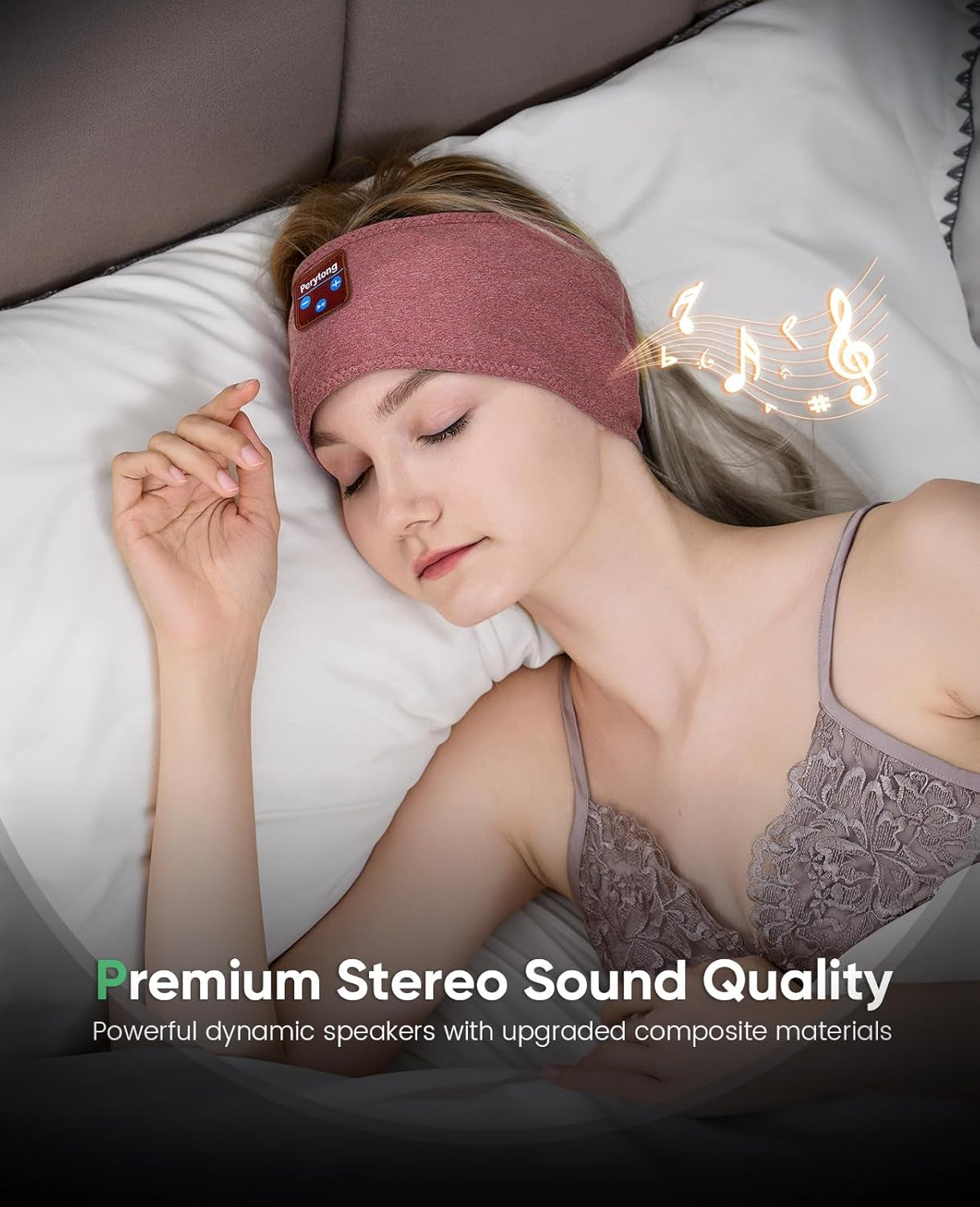 Sleep Headphones Bluetooth 5.2 Headband Headphones, Wireless Earphones Music Sleep Earbuds for Side Sleepers Sleeping Eye Mask for Women Men Workout Running Cool Unique Gifts