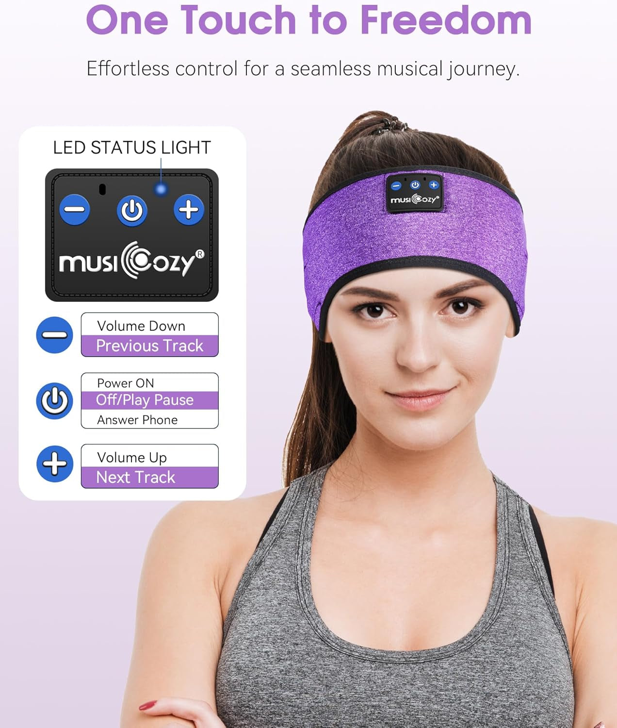 Sleep Headphones Wireless, Bluetooth Headband Sports Sleeping Headphones Sleep Mask Earbuds Breathable Music Headband with Bluetooth 5.2, Perfect for Workout Running, Grape Purple