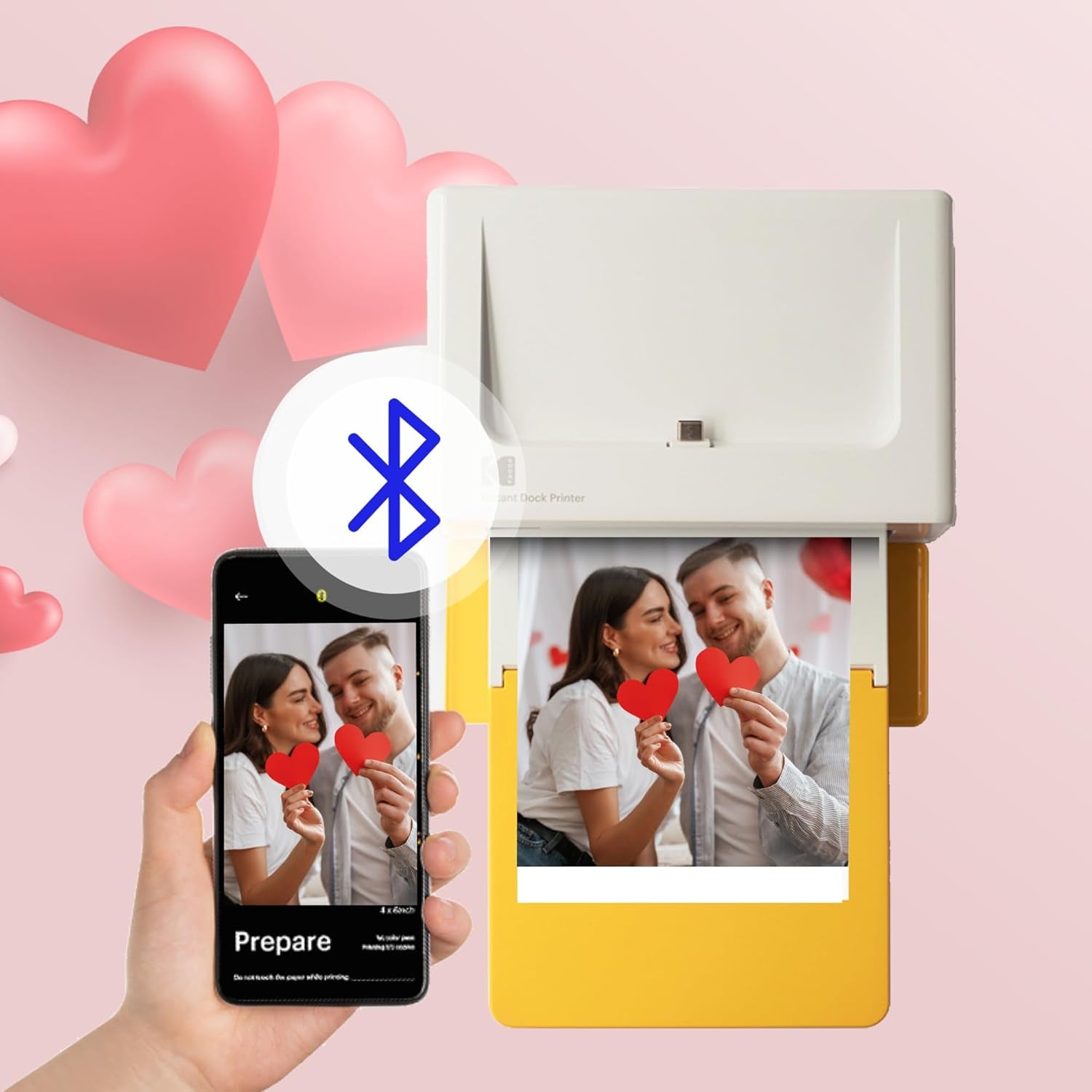 Dock plus 4PASS Instant Photo Printer (4X6 Inches) + 90 Sheets Bundle (10 Initial Sheets + 80 Sheet Pack)