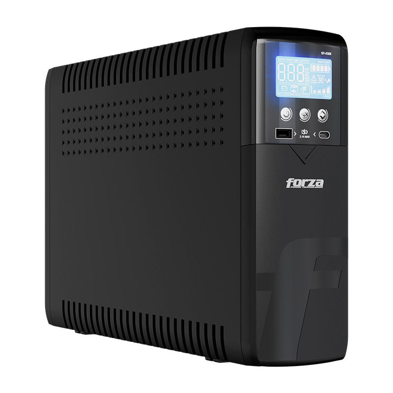 Forza | Smart UPS 1500VA/900W Slim Tower, 10 outlets, LCD, Charging USB, Software-120V