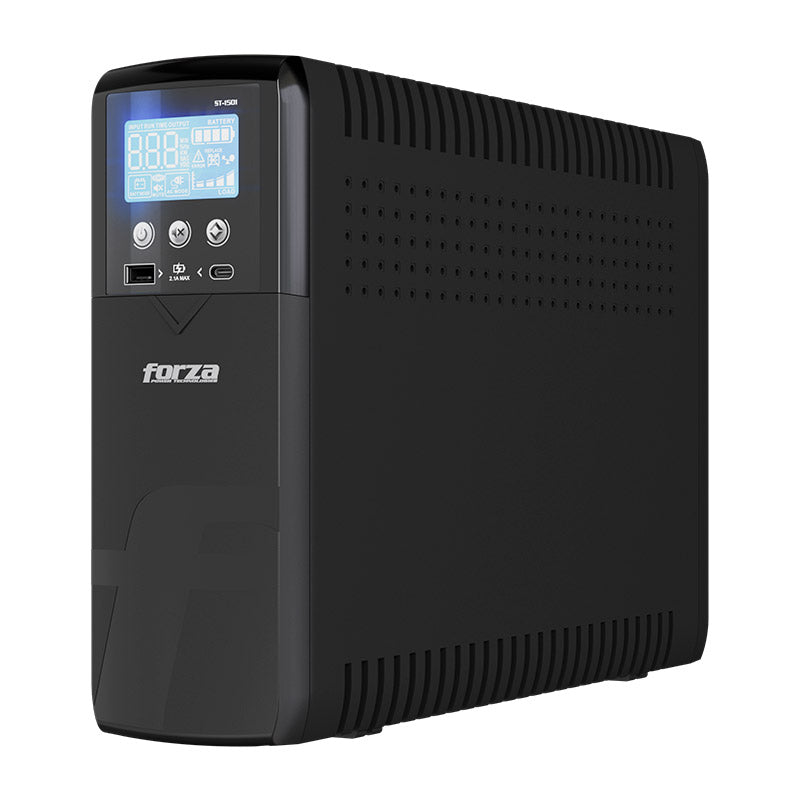Forza | Smart UPS 1500VA/900W Slim Tower, 10 outlets, LCD, Charging USB, Software-120V