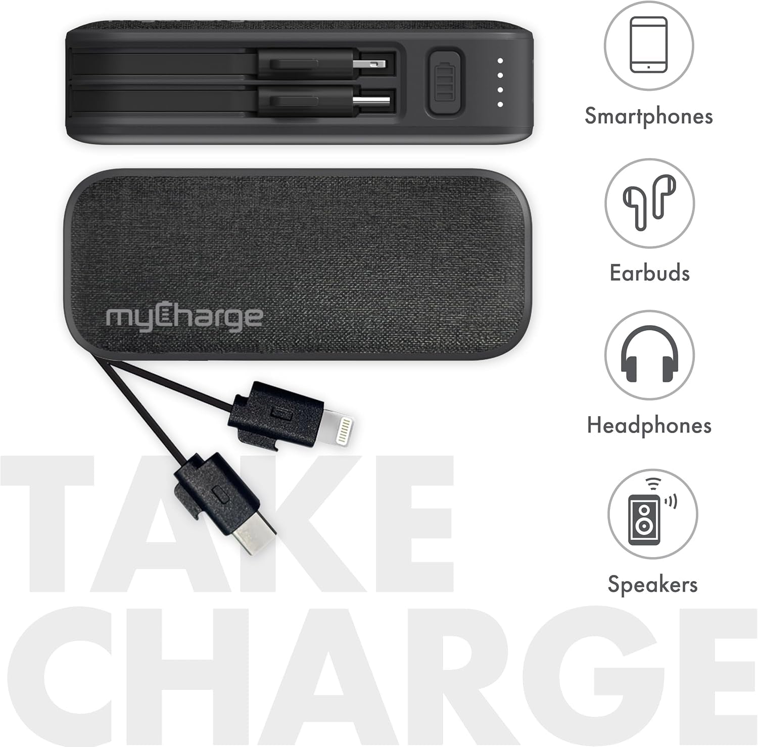 Powerhub Mini Portable Charger for Iphone - 3000Mah & Built in Cables (Lightning, Type C) 12W Turbo USB C Power Bank Fast Charging Battery Pack (Black)