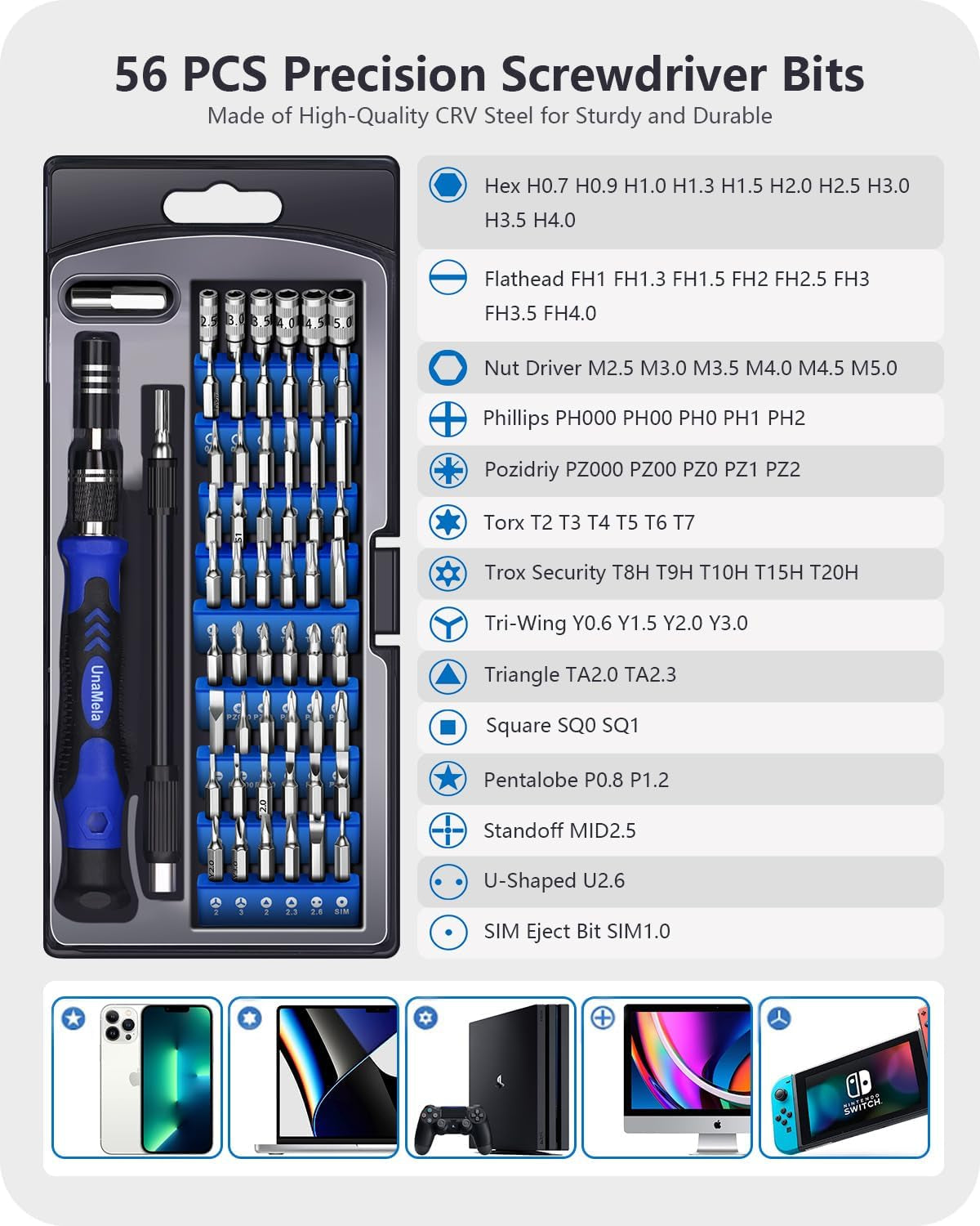 Electronics Precision Screwdriver Set: 61 in 1 Small Magnetic Repair Tool Kit Mini Screw Driver with Case for Computer, Laptop, PC, Iphone, Xbox, PS4/5, Controller, Gamer Tech Gifts for Men