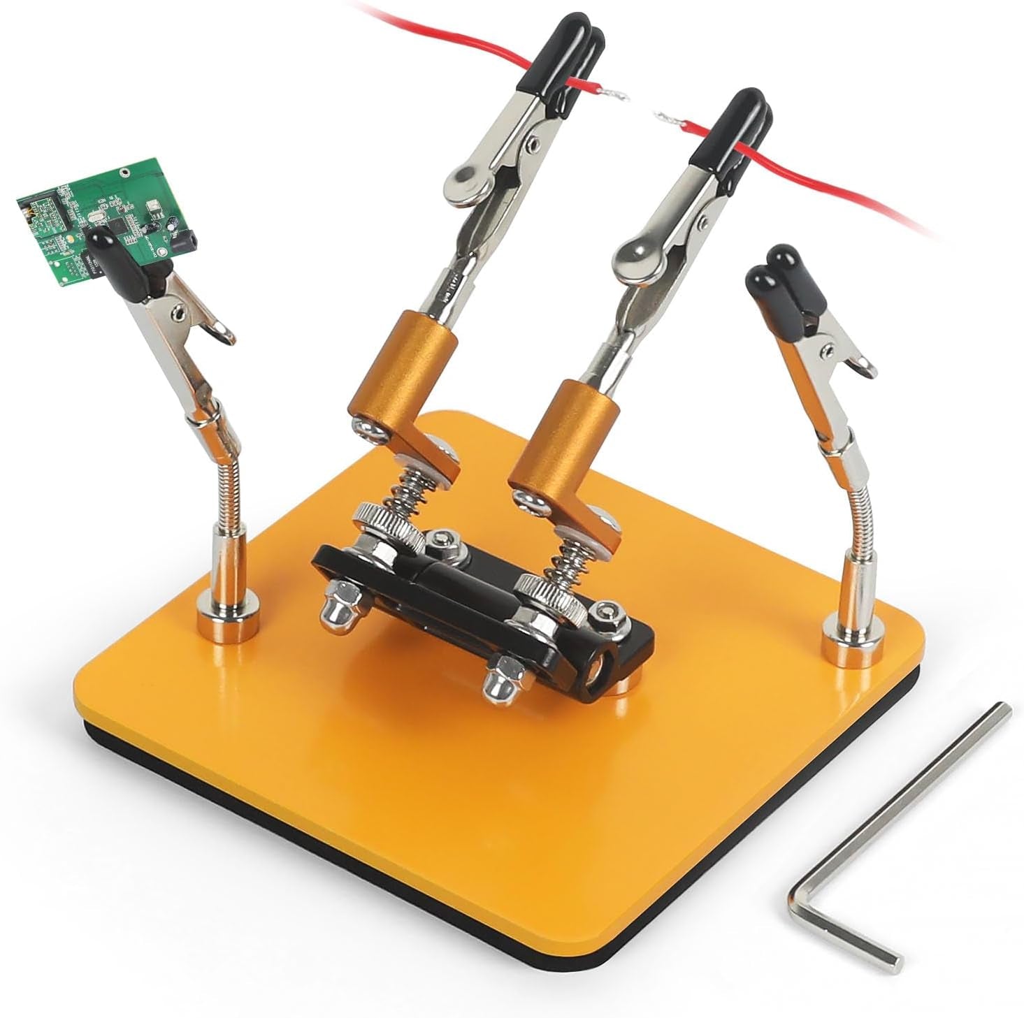 Magnetic Helping Hands Soldering Station with a 3.9 X 3.9 Inch Stable Base, 4 Flexible Arms– 360° Rotatable Adjustable Versatile Helping Hands Tool for DIY, Electronics Repair, and Soldering