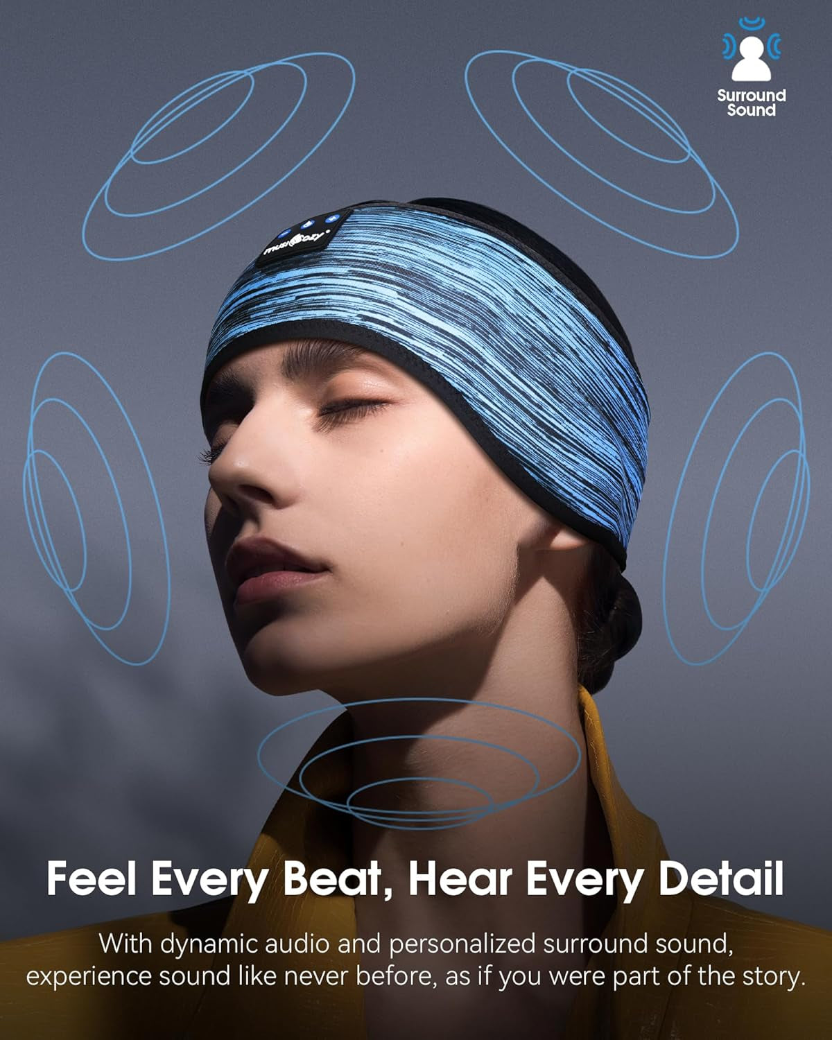 Sleep Headphones Bluetooth 5.4 Headband, Wireless Music Sleeping Mask Headphones Earbuds Earphones Sweatproof for Women Mom Sports Workout Running Jogging Yoga Cool Gadgets Unique Gifts