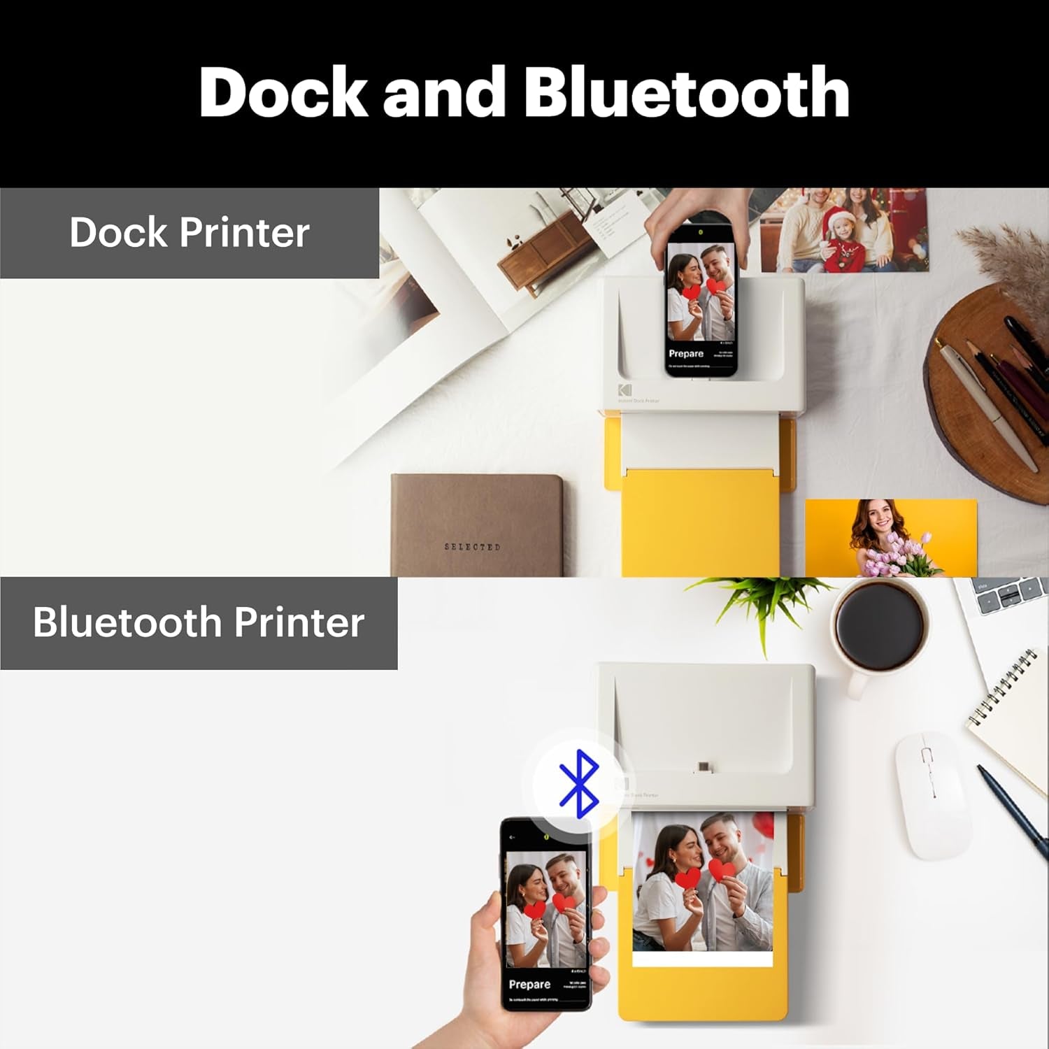 Dock plus 4PASS Instant Photo Printer (4X6 Inches) + 90 Sheets Bundle (10 Initial Sheets + 80 Sheet Pack)