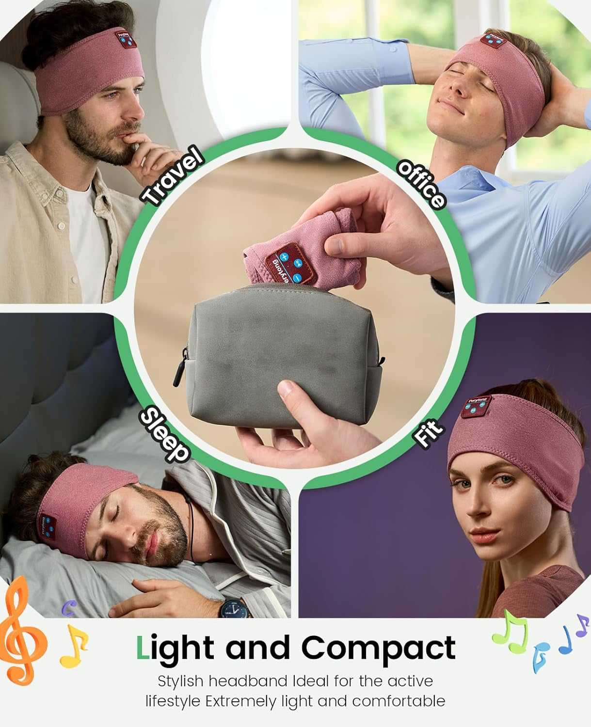 Sleep Headphones Bluetooth 5.2 Headband Headphones, Wireless Earphones Music Sleep Earbuds for Side Sleepers Sleeping Eye Mask for Women Men Workout Running Cool Unique Gifts