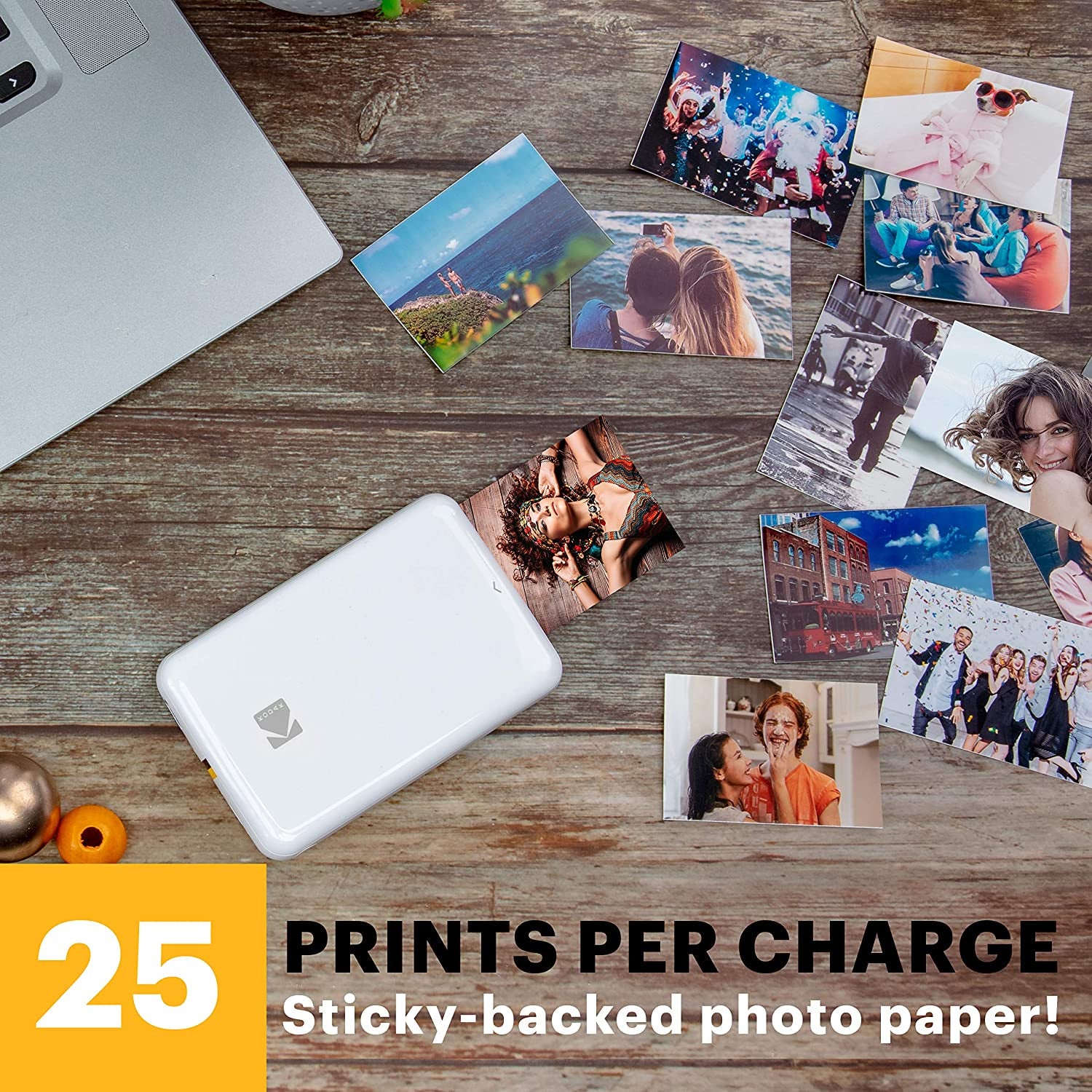 Step Instant Smartphone Photo Printer - Portable Mini Color Wireless Mobile Printer - Zink 2X3” Sticky-Back Photos - Bluetooth Compatible with Ios & Android Devices - Fun Editing App - White
