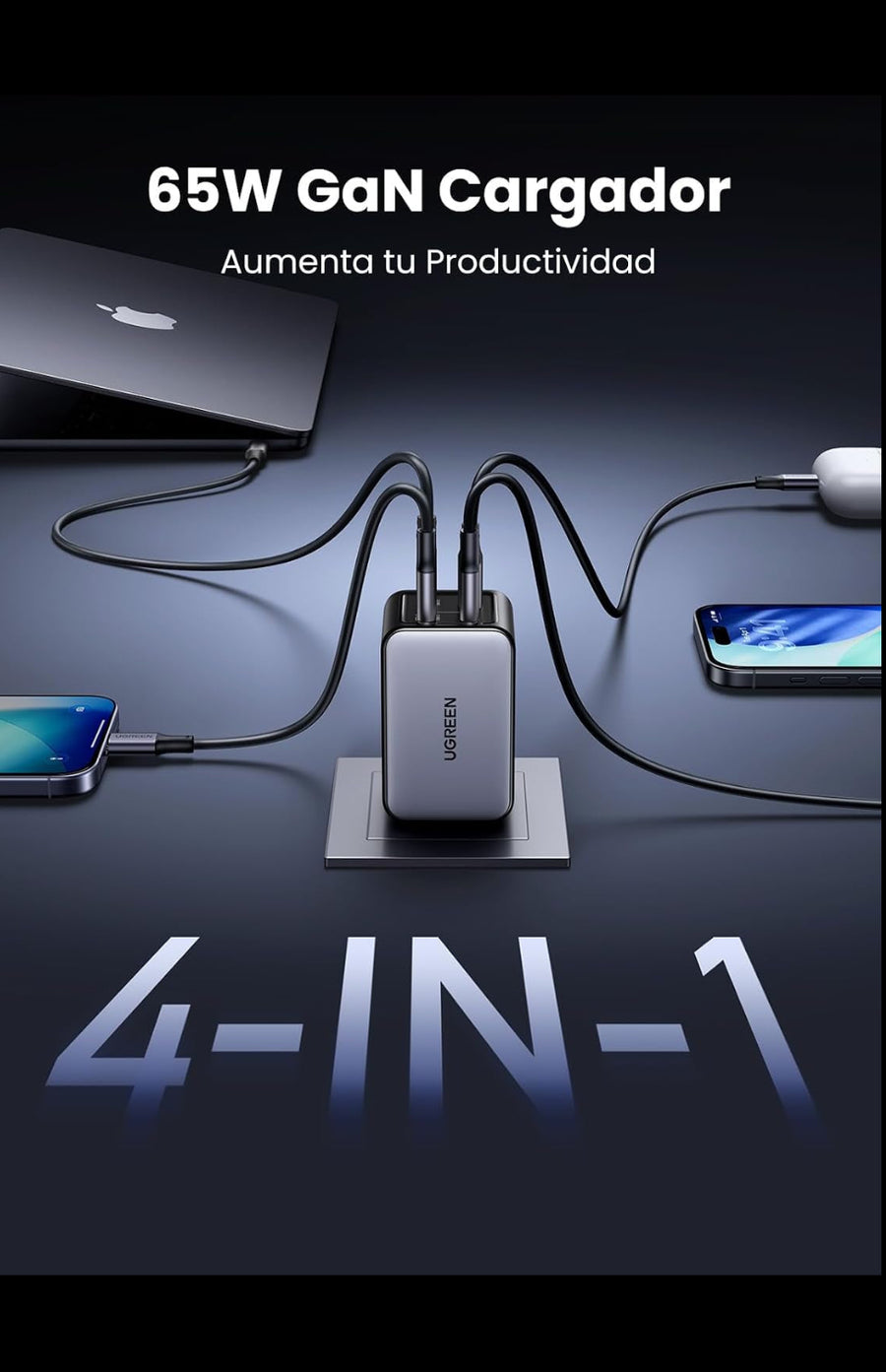 65W 4-Port Gan USB C Wall Charger Bundle with 100W 6.6Ft 2-Pack USB C Cable Compatible with Iphone 17/17 Pro/17 Pro Max, Macbook Pro/Air, Galaxy S25/S24, Ipad Pro/Air, Pixel 10