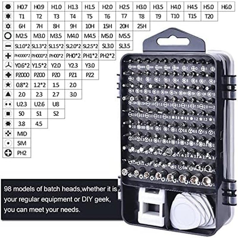 115 in 1 Screwdriver Set, Magnetic DIY Precision Tool Kit for Glasses PC Laptop Mobile Cell Phone Digital Watch ( 115 in 1 Black)